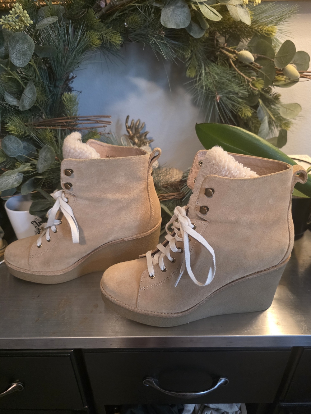MOVING SALE UGG Kiernan Wedge Booties with Shearling Trim Size 11